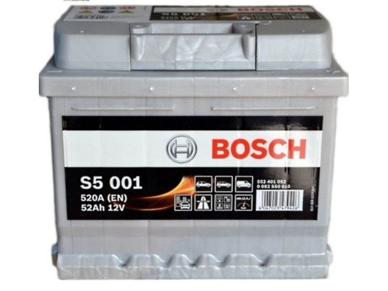 Аккумулятор  BOSCH (S5001) 52Ah-12v, EN520