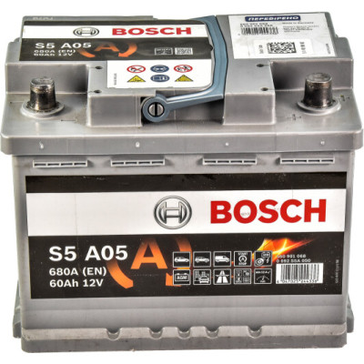 Акумулятор BOSCH AGM (S5A05) 60Ah-12v, EN680