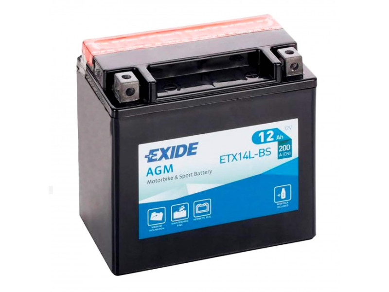 Акумулятор EXIDE (ETX14L-BS) 12Ah-12v, EN200