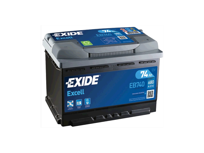 Акумулятор  EXIDE EXCELL (EB740) 74Ah-12v, R, EN680