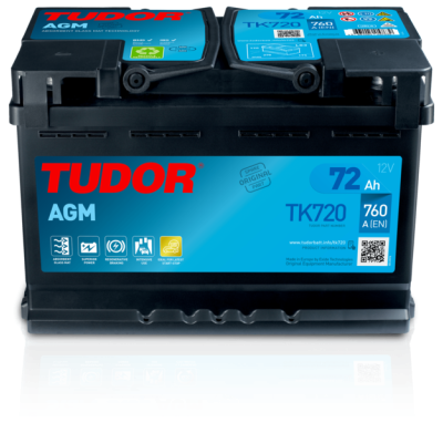 Аккумулятор  Tudor 6CT-72 Аз Start-and-Stop AGM  (760EN) (евро) TK720