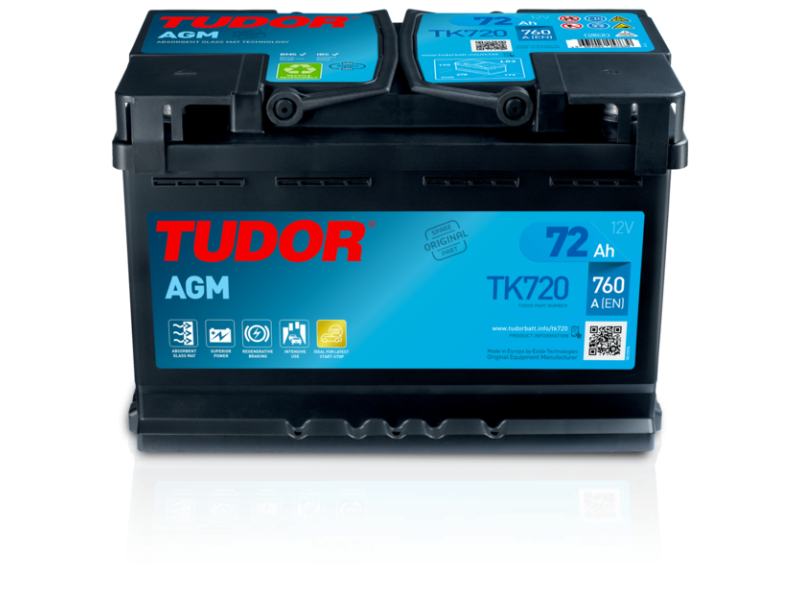 Аккумулятор  Tudor 6CT-72 Аз Start-and-Stop AGM  (760EN) (евро) TK720