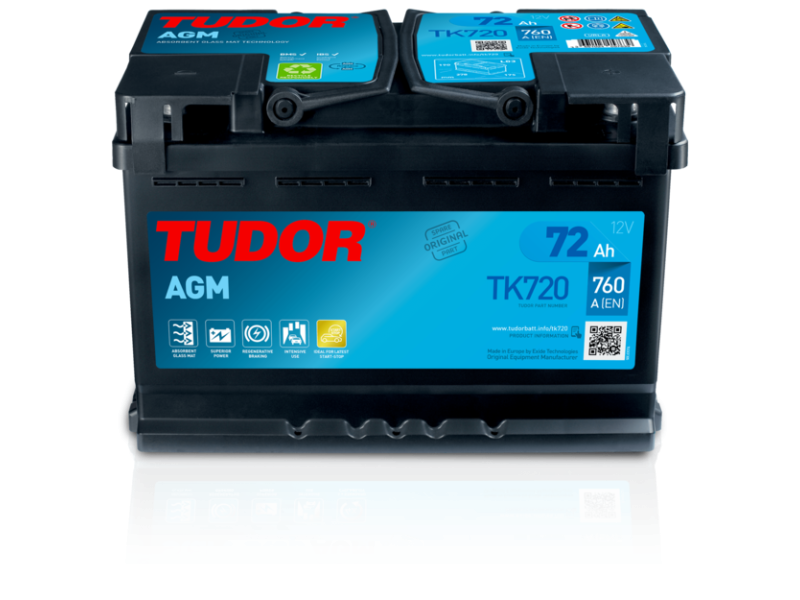 Акумулятор Tudor 6CT-72 Аз Start-and-Stop AGM  (760EN) (євро) TK720