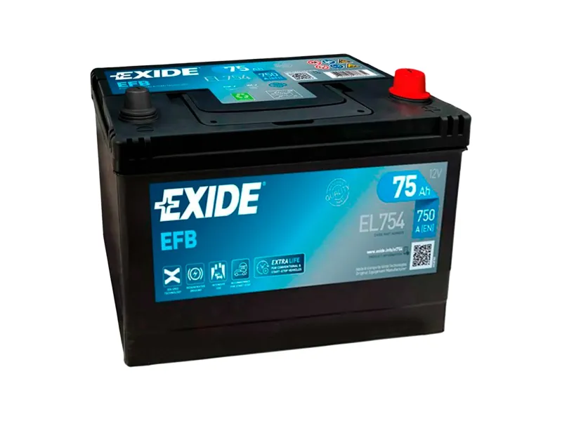 Аккумулятор  EXIDE 6CT-75 Аз ASIA Start-and-Stop EFB Exide (750EN) (євро) EL754