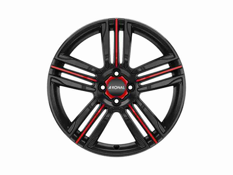 Диск Ronal R57 MCR  Jetblack Red Spoke R18 W7.5 PCD5x120 ET35 DIA82.0