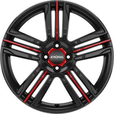 Диск Ronal R57 MCR  Jetblack Red Spoke R17 W7.5 PCD5x112 ET48 DIA76.0