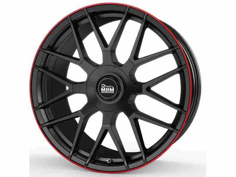 Диск MAM GT1 Matt Black Lip Red R19 W9.5 PCD5x112 ET30 DIA66.6