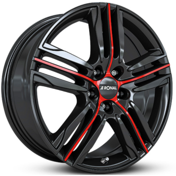 Диск Ronal R57 W7.5 R17 PCD5x100 ET38 DIA66.8 MCR jetblack-red spoke