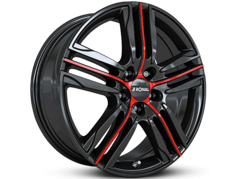 Диск Ronal R57 W7.5 R17 PCD5x108 ET45 DIA76.0 MCR jetblack-red spoke