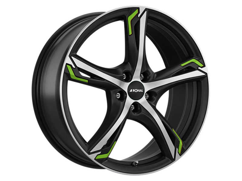 Диск Ronal R62 W7.5 R18 PCD5x114.3 ET45 DIA82.0 Green Jetblack Matt Frontkopiert