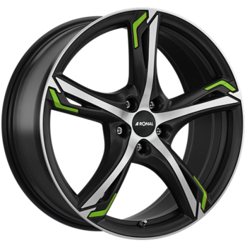 Диск Ronal R62 W7.5 R17 PCD5x114.3 ET40 DIA82.0 Green Jetblack Matt Frontkopiert