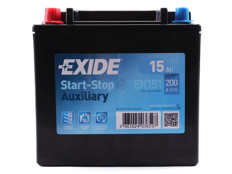 Акумулятор EXIDE 15Ah-12v AGM AUXILIARY (150х90х145) (евро) EN200 L+